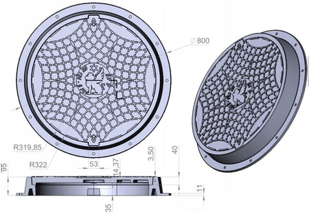 Właz 5T polimerowy CZARNY A50