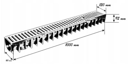 Kanał U70 klasa B125- ruszt żeliwo 1m