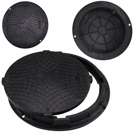 Właz polimerowy czarny A15/600mm + zamek ECO