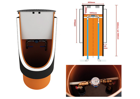 Przyłącze wodomierzowe 3/4'' PE32 + wodomierz