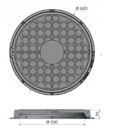 Właz SZARY BABYLON 50/62 Zamek