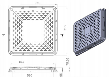 WŁAZ PE KWADRAT SZARY